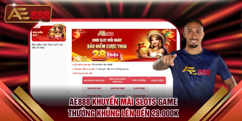 AE888 khuyến mãi slots game thưởng khủng lên đến 28.000K
